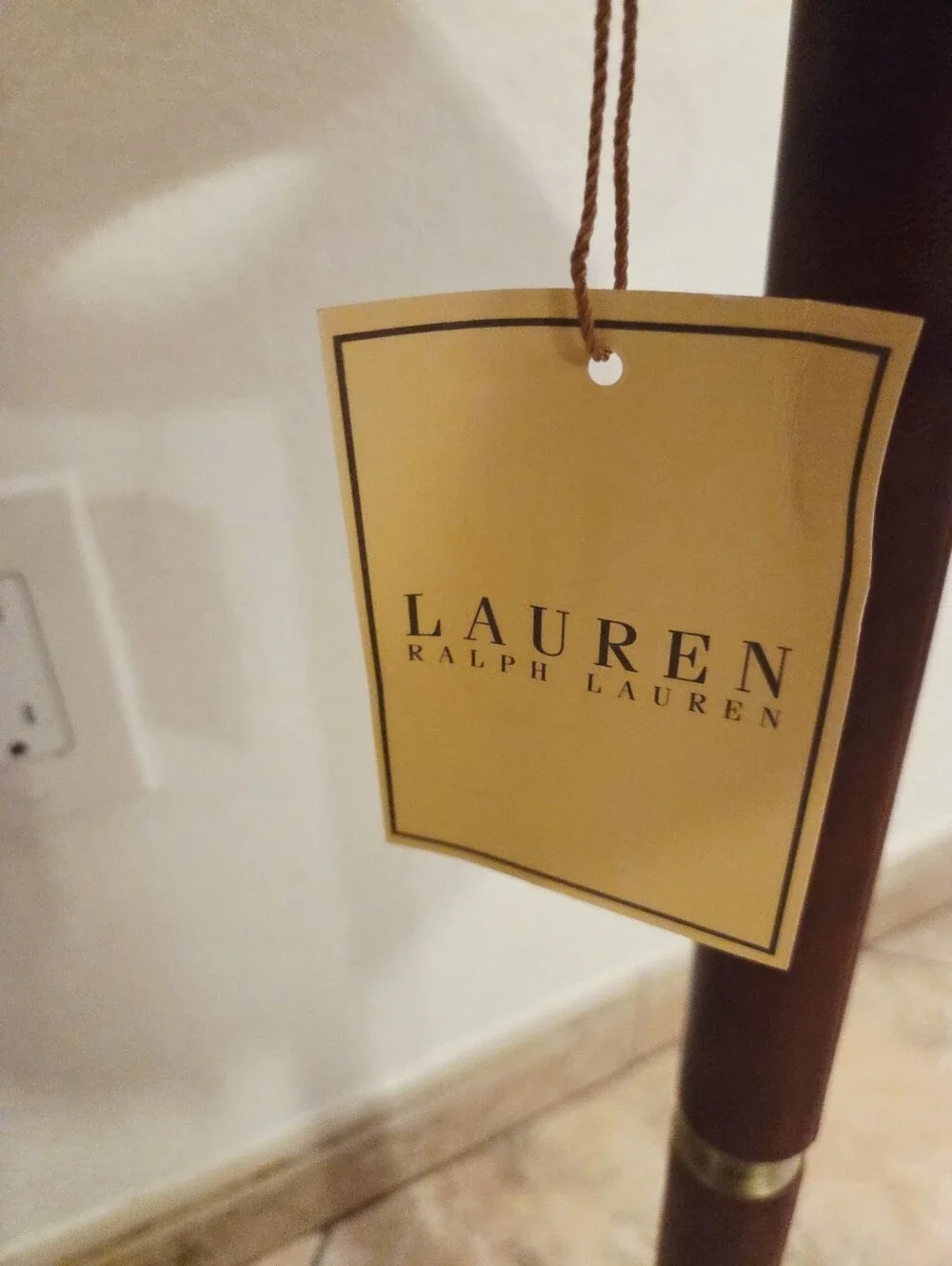 Ralph Lauren Home Brass & Leather Candlestick Buffet Lamp 30” Empire Shade NEW